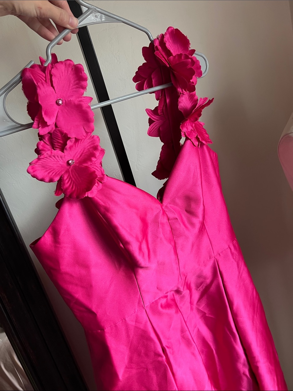 Adrianna Papell Hot Pink Floral Appliqué Dress Size 12 - Picture 5 of 7